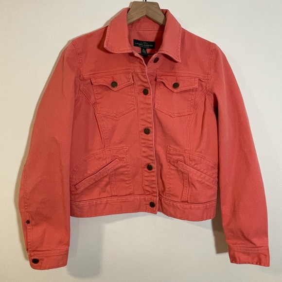 Lauren Ralph Lauren Jackets & Blazers - Lauren Ralph Lauren Jean Jacket Salmon Pink Denim Women’s Size Medium